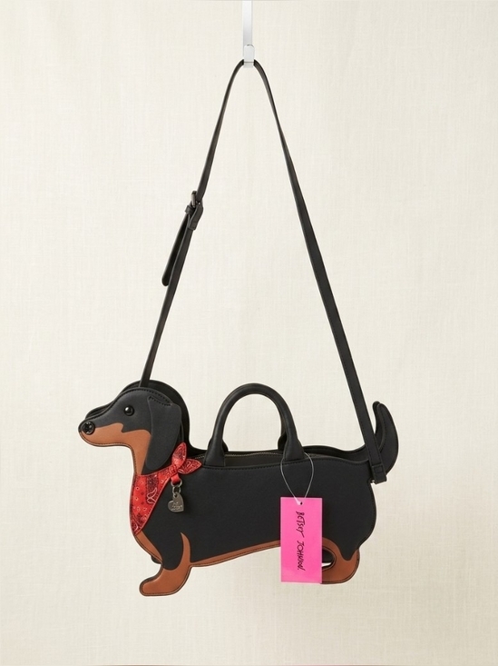 Betsey Johnson Handbags - Betsey Johnson Dachshund Crossbody Bag - Black, Brown, Red